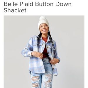 Francesca’s Belle Plaid Button Down Shacket